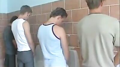 Gangbang in the Boys Restroom - Voyeur Cam