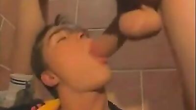 Gangbang in the Boys Restroom - Voyeur Cam