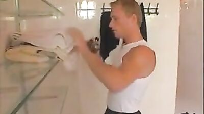 Gay Porn Spycam in the Shower - Action Bareback Group Sex!