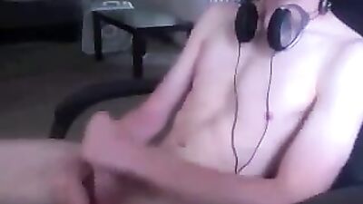Headphones - Cum Shots Web-Cam Solo: A Gay Porn Video with a Twist!