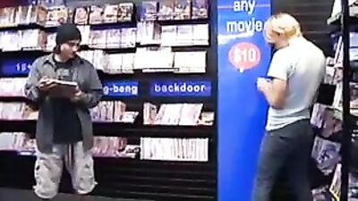 Gay Porn Shop Hook Up: Action Bareback Group Sex!