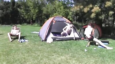 Bored Back Yard Campers - Action Bareback Group Sex!!