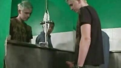 Golden Shower Frenzy - Amateur Urinal Cumshots!