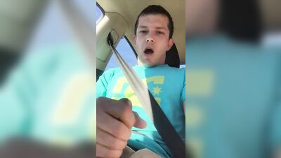 Blond Hung cum in the car: Amateur Big Cocks Blond Boys Ultimate Ride