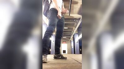 Subway Stroke: Amateur Blonde Boys Public Masturbation