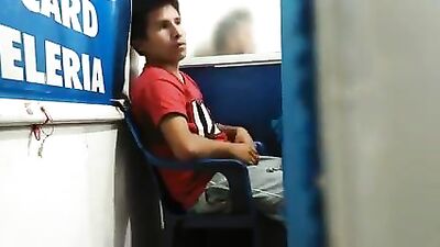 Cyber Cafe Cock Worship - Amateur Solo Voyeur