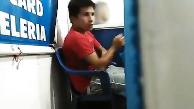 Cyber Cafe Cock Worship - Amateur Solo Voyeur