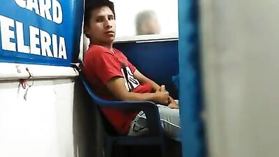 Cyber Cafe Cock Worship - Amateur Solo Voyeur