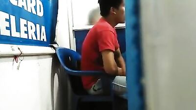 Cyber Cafe Cock Worship - Amateur Solo Voyeur