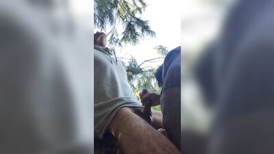 Masturbating his friend: Amateur Cum Shots and Handjob