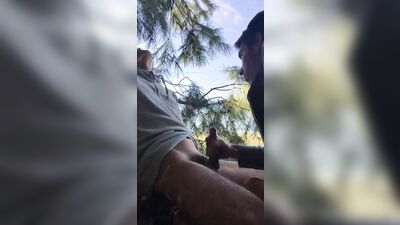 Masturbating his friend: Amateur Cum Shots and Handjob