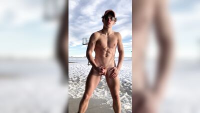 Sexy Twink Leaves Deposit On Beach - handjob