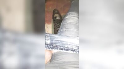 Teen fucks and cums in his trainers