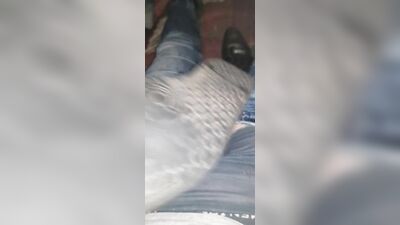 Teen fucks and cums in his trainers