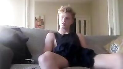 Cute twink keeps covering it up porn