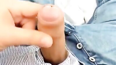 Teen gay porn boy jerks his uncut cock