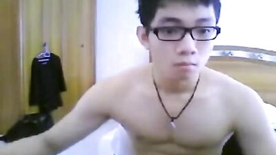 Asian with Glasses Cums Again! Hardcore Solo Cum Shots