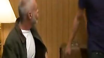 Coach Meets Son and Dad: Action Cum Shots with Father and Step-Son Threesome