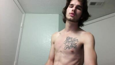 His tattooed chest: Amateur Cum Shots Handjob - A Gay Porn Adventure!