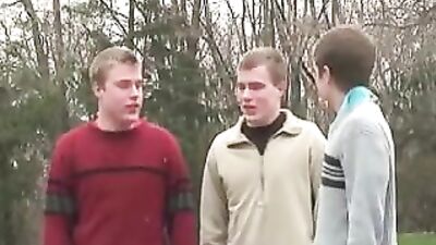 Gay Threesome Friends Back Home - Action Bareback Group Sex