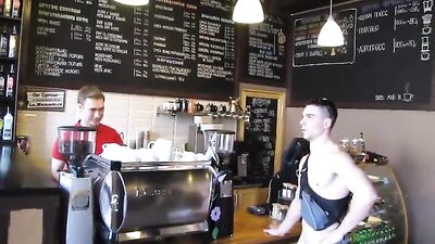 Nude Dare in Public Outdoor Coffee Shop!