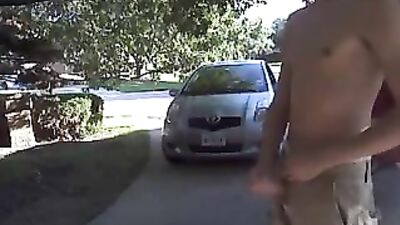 Public Outside Driveway Wank: Raw Hardcore Gay Porn!