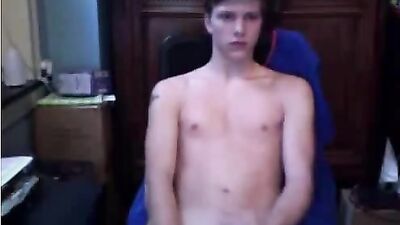 Young and Beautiful Boy in Blue Bathrobe Cums Hard!