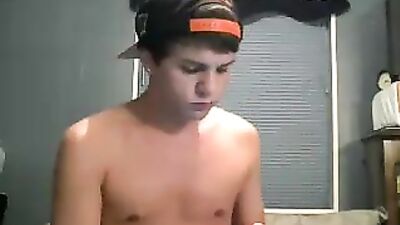 Young Nude Boy on His Bed - Web-Cam Solo Handjob