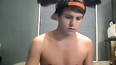 Young Nude Boy on His Bed - Web-Cam Solo Handjob