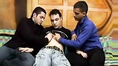 Little Dicked Bottom Pleases His Two Friends - Action Group Sex!