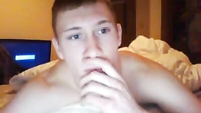 Canadian Str8 Boy Shows His Ass and Jerks - Explosive Blond Boys Bareback Action!