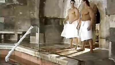 Two Brothers with long hair in a steamy bathhouse adventure!