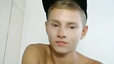 Hot blonde boy jerks twice