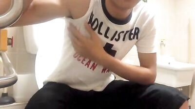 Cute Asian boy jerk and cum