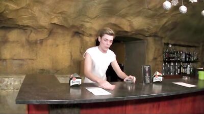 Cum-Sucking Bartender F**k: Bareback Fun!