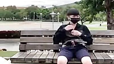 Outdoor Pleasures: Asian Amateur Jerks Off in Public!