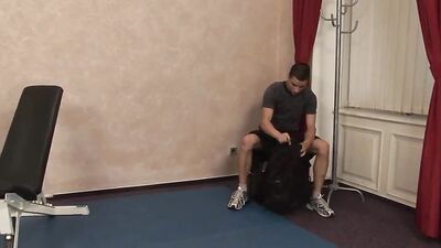 Gym Junkie: Karel Cemans Solo Workout and Dildo Play