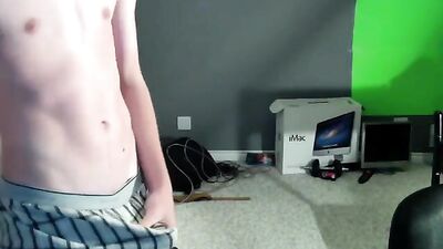 Young Blonde Twink Cums on Chair - Web-Cam