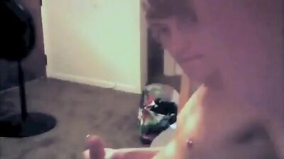 Cam boy Lukes pierced horse cock jerks and cums on his chest!