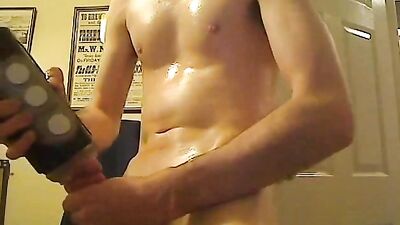 Oiled Up Twink - Cum Shots - Flesh-light Fun!