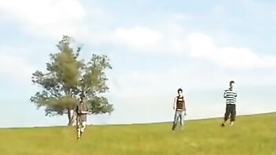 Outdoor Bareback Threesome: Teens Explore Their Sexuality