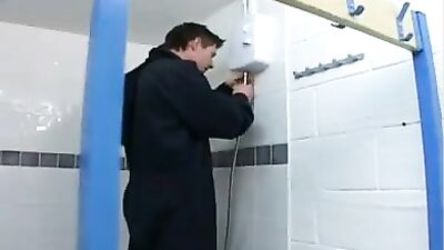Gay Office Shower Repair: Bareback Fun in the Workplace!