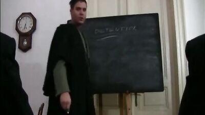 LUCKY TEACHER: Action Adventure! Two hot studs and their lucky teacher are about to heat up the classroom in this explosive gay porn video!