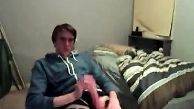 Teen Ejaculates in Blue Hoodie - Big Dick!