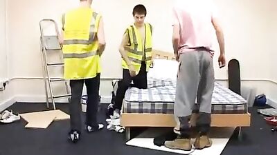 Raw Bareback Threesome: Men in Suits Meeting in the City