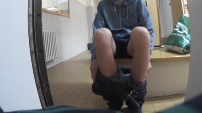 Stroke My Dildo! Gay Porn Video with Flexible Suit & Toys in the Locker Room