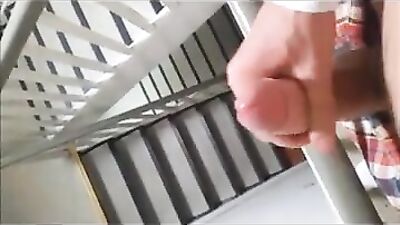 Gay Teen Stairway Cumming: Step by Step Porn Adventure