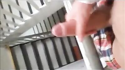Gay Teen Stairway Cumming: Step by Step Porn Adventure