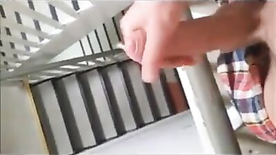 Gay Teen Stairway Cumming: Step by Step Porn Adventure