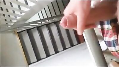 Gay Teen Stairway Cumming: Step by Step Porn Adventure